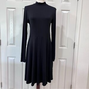 Karen Millen Black Jersey Dress Funnel Neck Long Sleeve Size 6 *flaw*